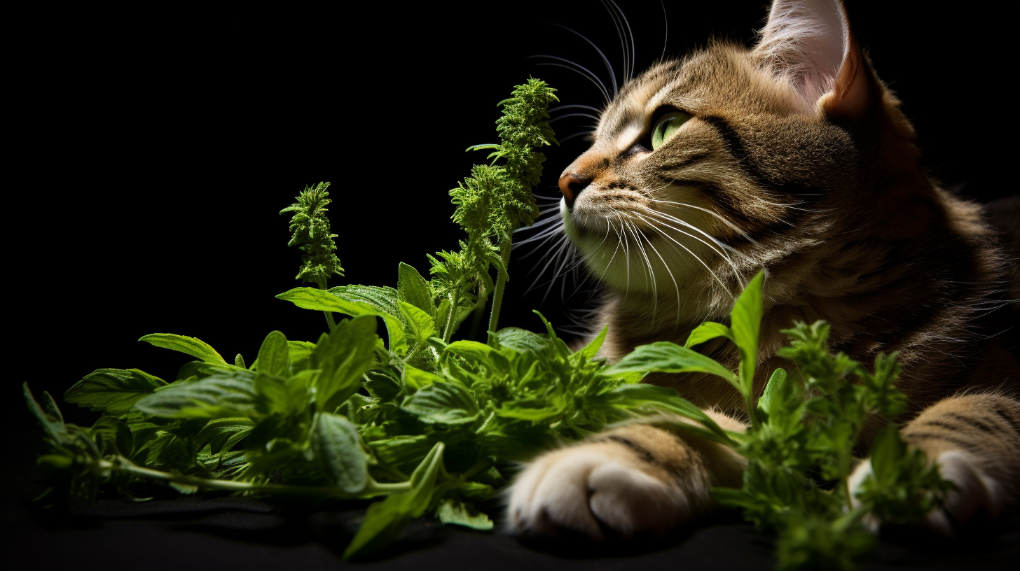 a cat with catnip