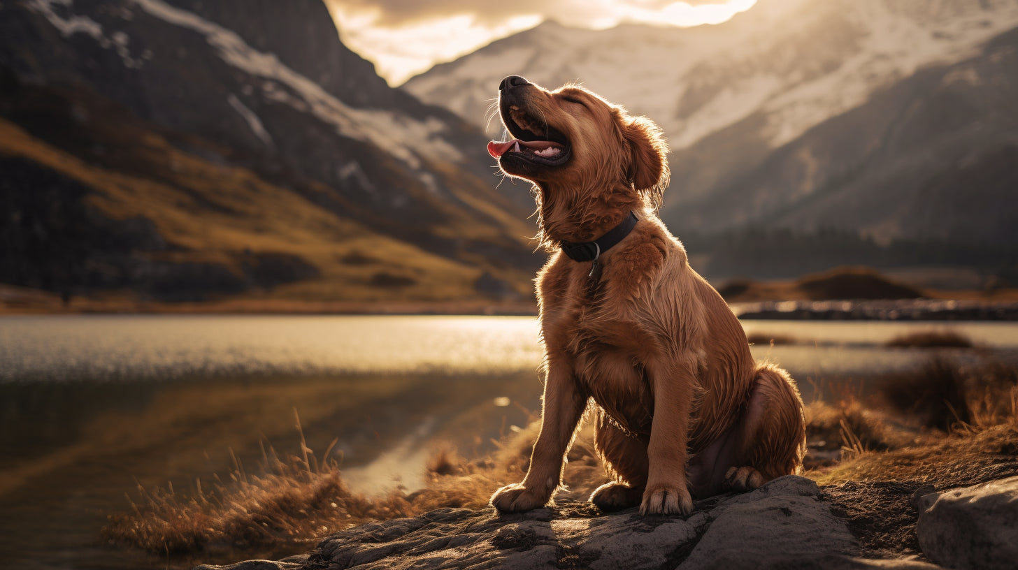 A dog licking with its tongue out