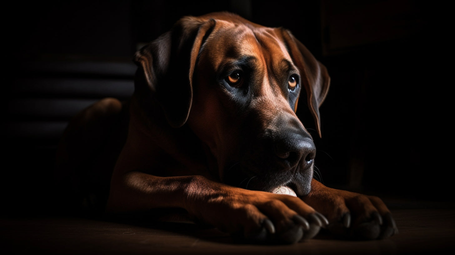 A dog about to bite its foot