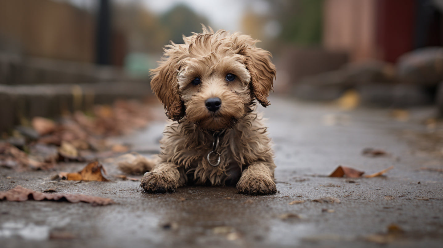 a dog looking embarrassed