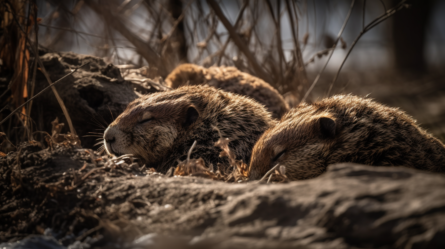 A small group of otters sleeping