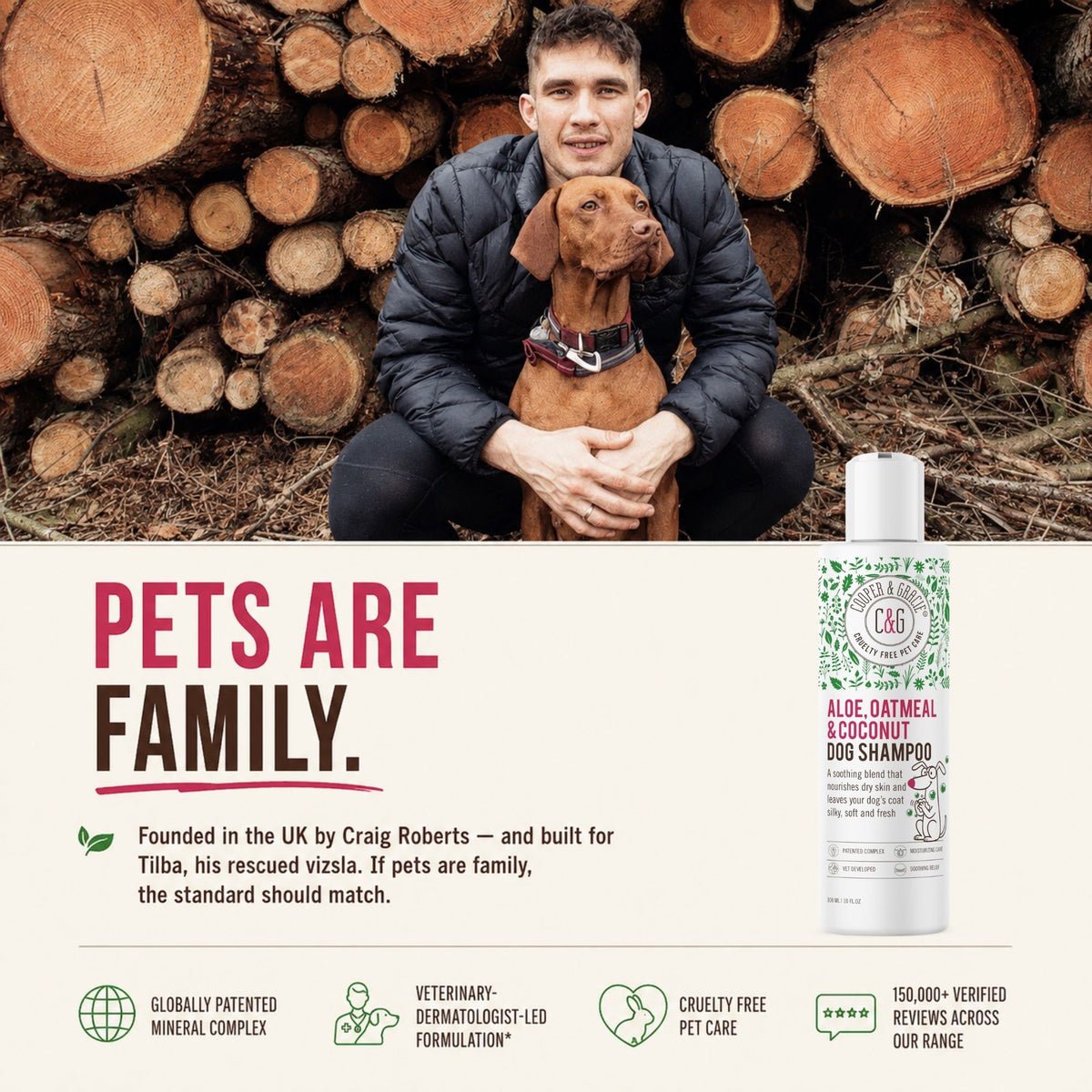 Oatmeal Dog Shampoo with Aloe Vera & Coconut – 300ml