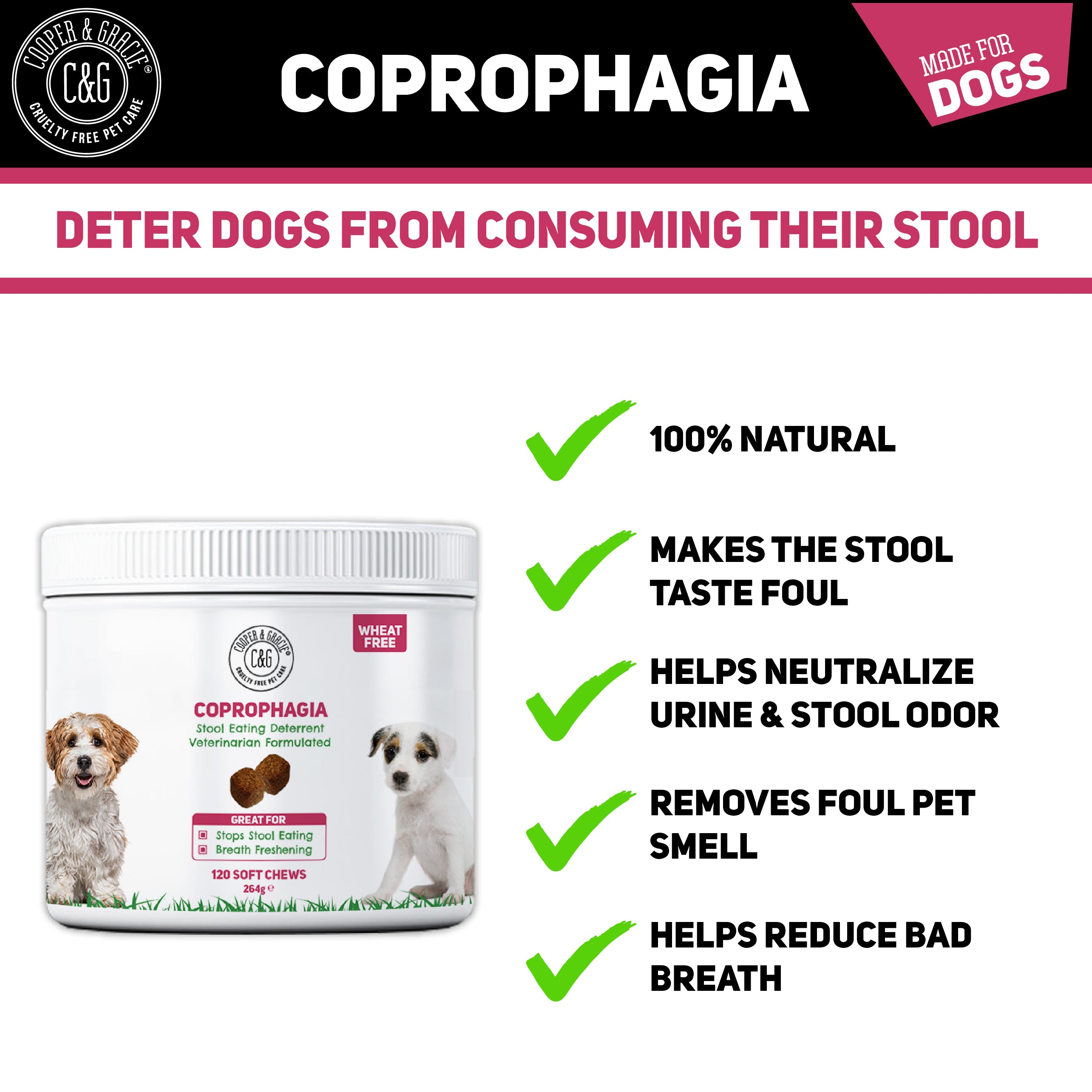 Natural Coprophagia Deterrent 120 Soft Chews