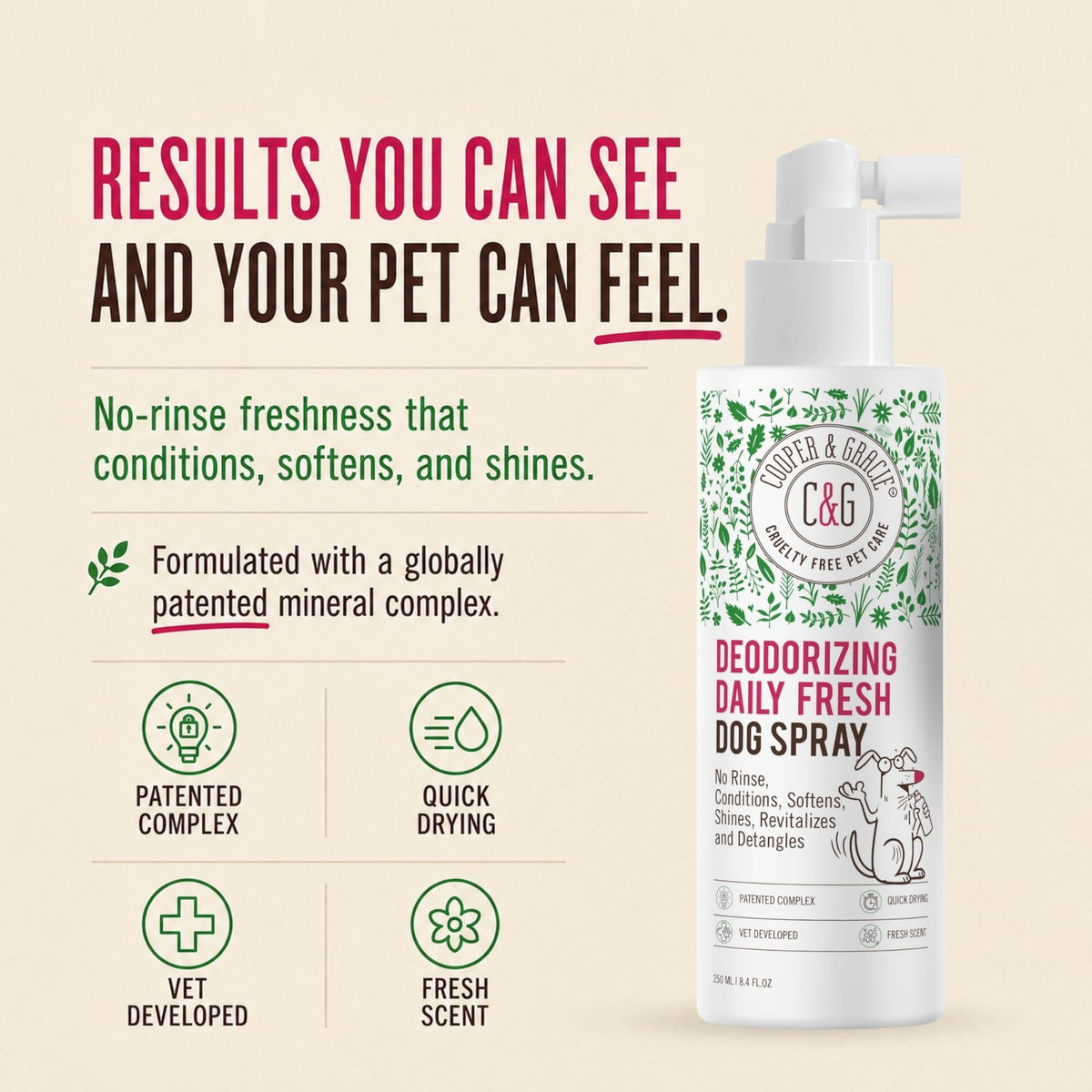 Deodorising Daily Fresh Dog Spray – 250ml