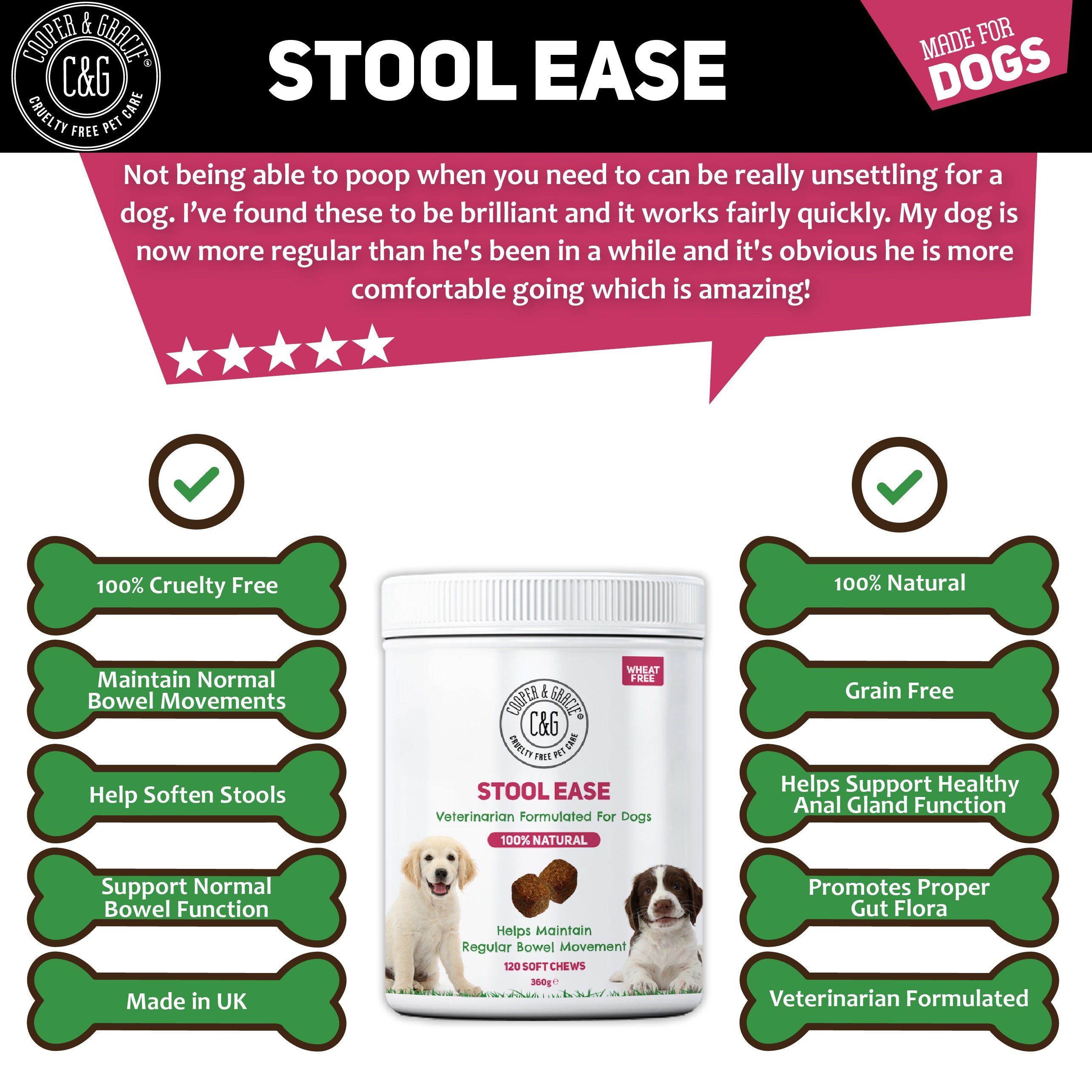 Stool Ease for Dogs 120 Soft Chews