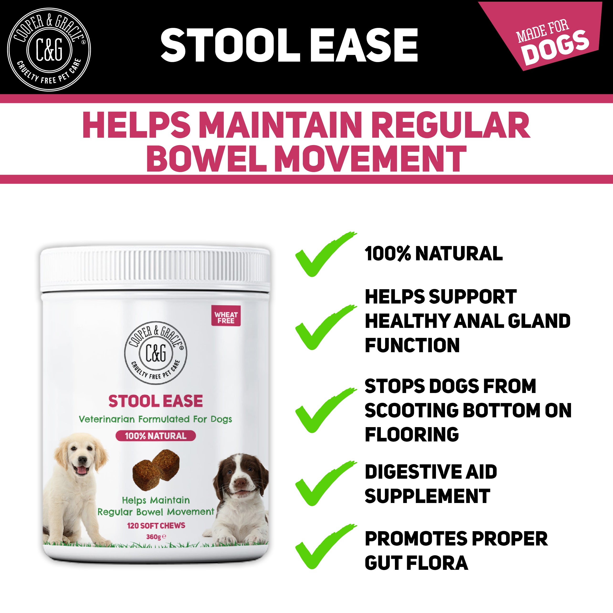 Stool Ease for Dogs 120 Soft Chews
