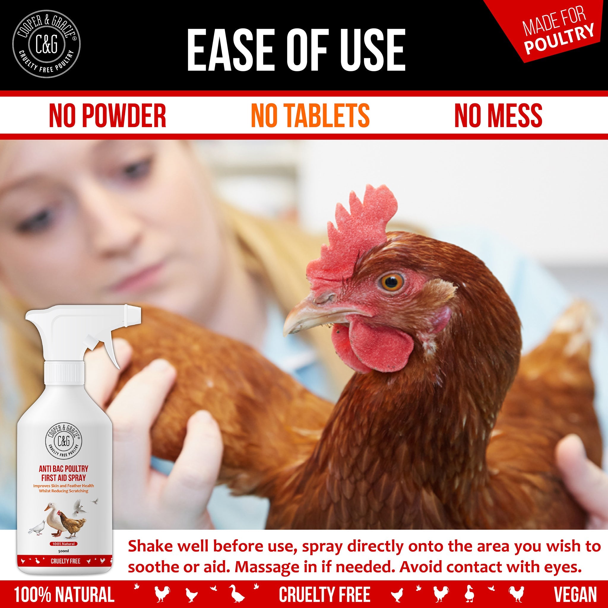 Anti-Bacterial First Aid Spray for Chickens and Poultry - Cooper & Gracie™ Limited