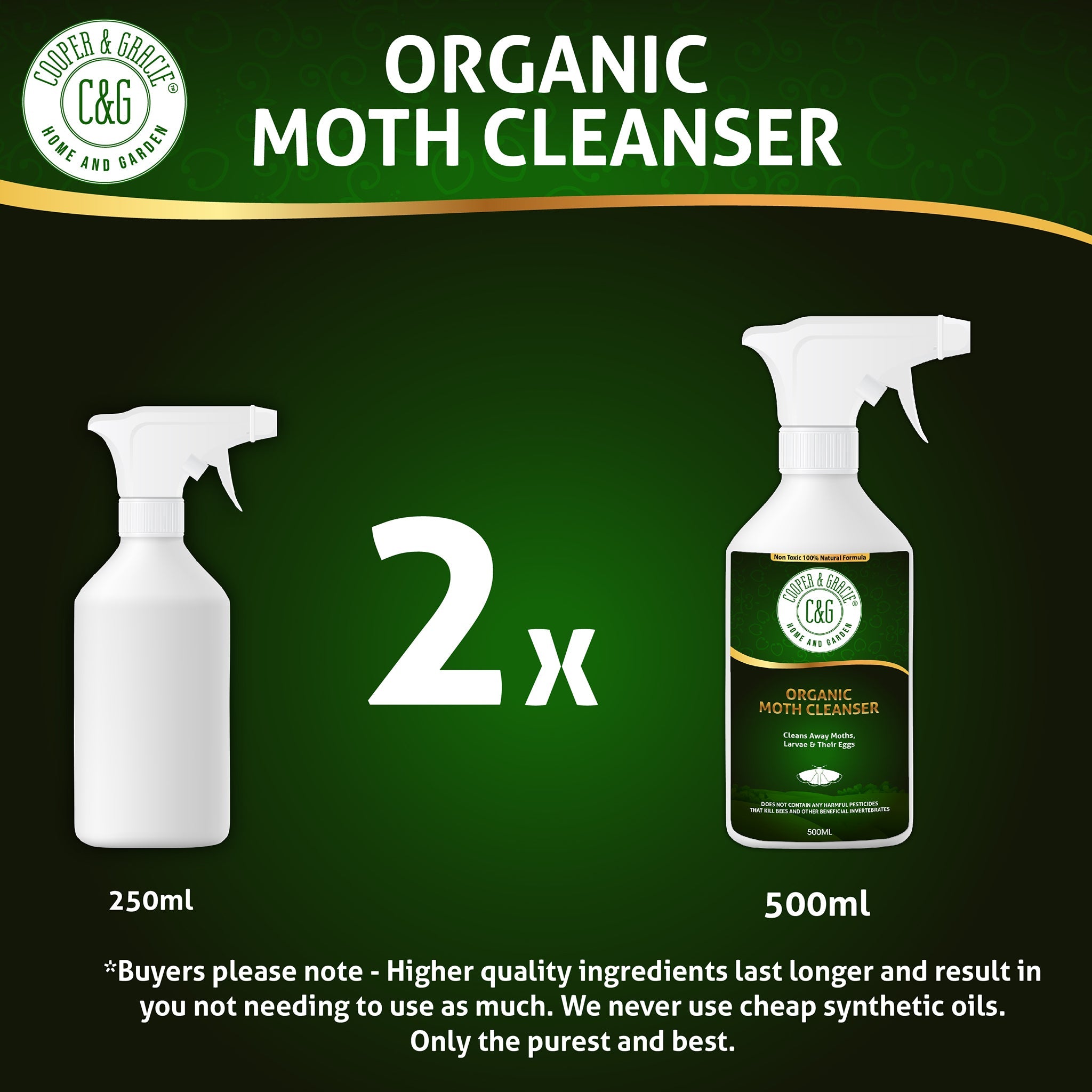 Organic Moth Cleanser - Cleans Away Moths, Larvae & their Eggs - Cooper & Gracie™ Limited