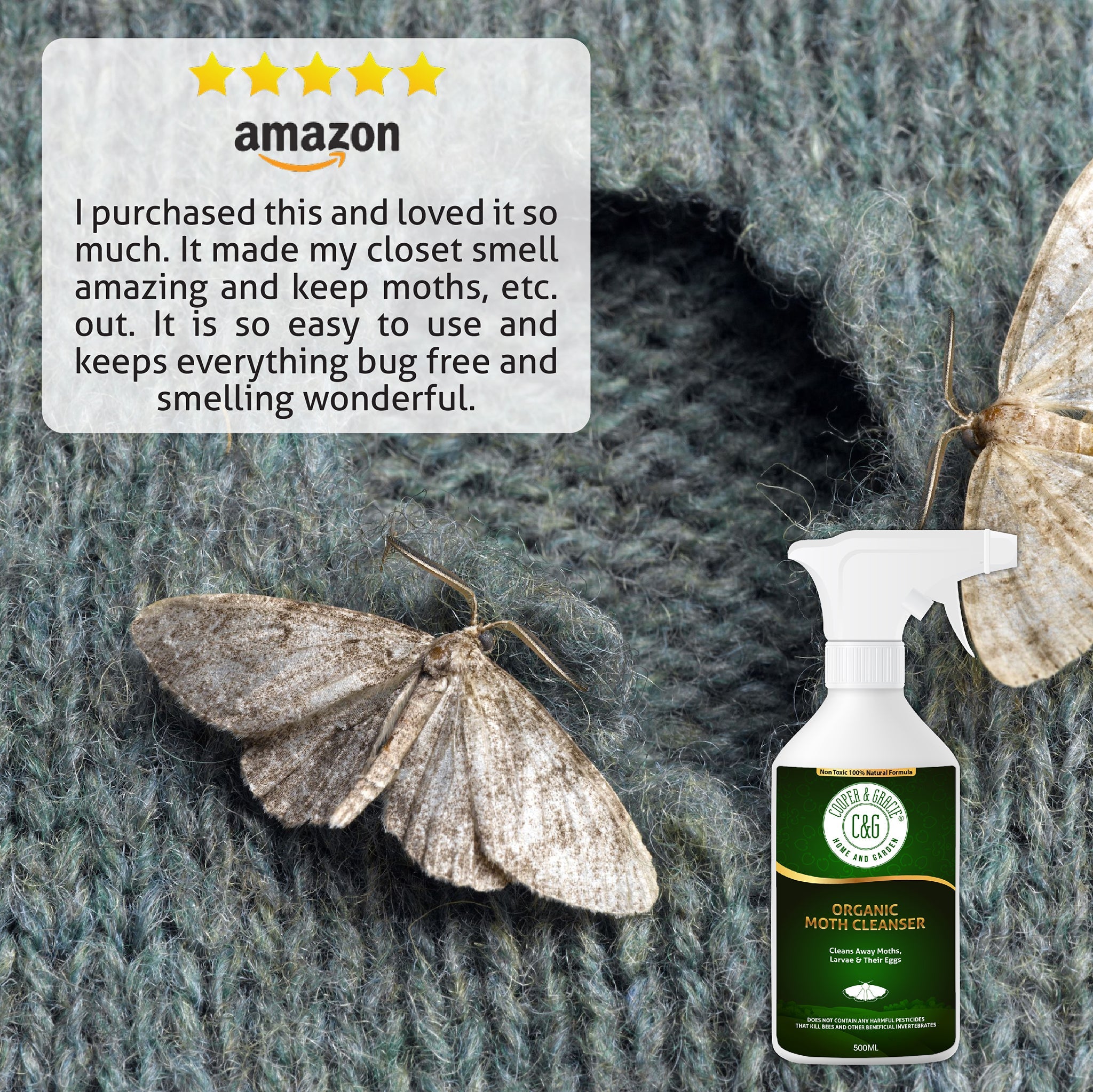 Organic Moth Cleanser - Cleans Away Moths, Larvae & their Eggs - Cooper & Gracie™ Limited