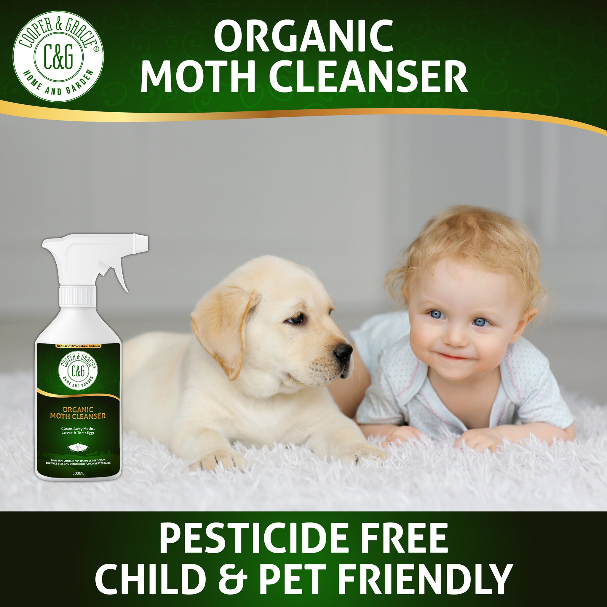Organic Moth Cleanser - Cleans Away Moths, Larvae & their Eggs - Cooper & Gracie™ Limited