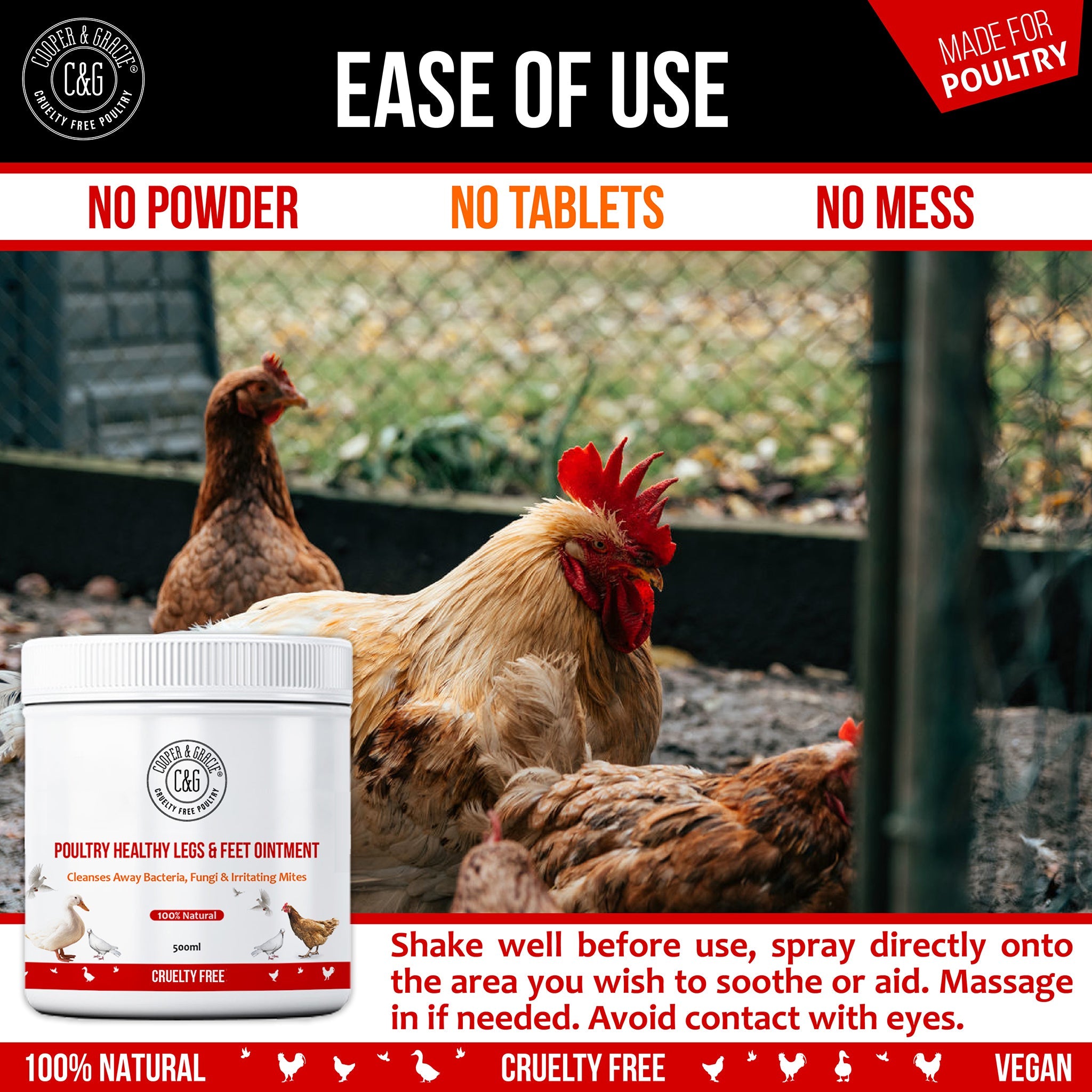 Scaly Legs and Feet Gel for Chickens and Poultry - Cooper & Gracie™ Limited
