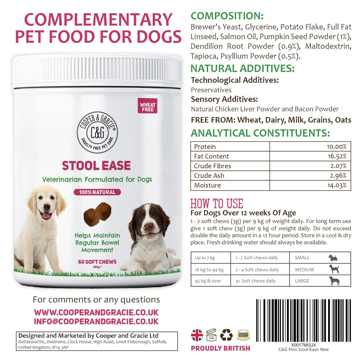 Stool Ease for Dogs 60 Soft Chews - Cooper & Gracie™ Limited