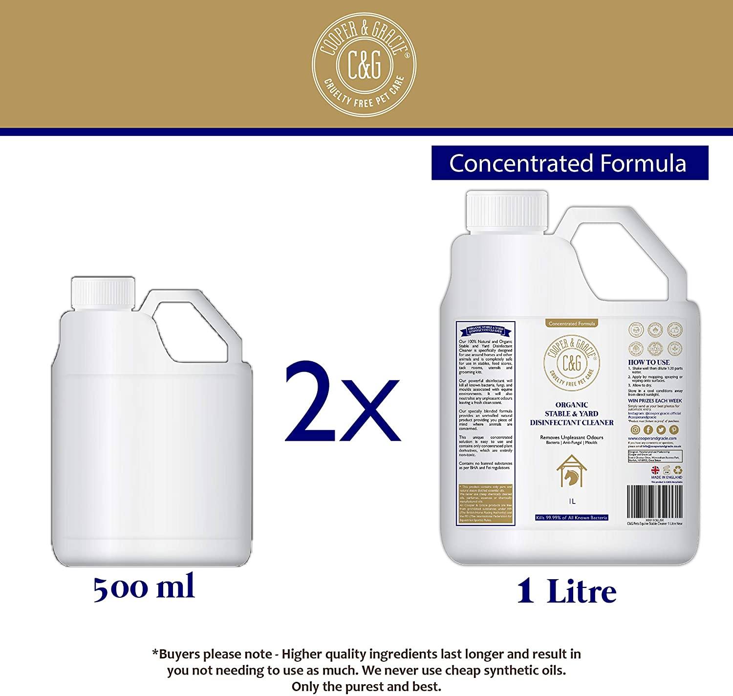 Organic Stable & Yard Cleaner 1 Litre With Plant Derivatives Safe Around Equine And Removes Unpleasant Odour (4606808129591)