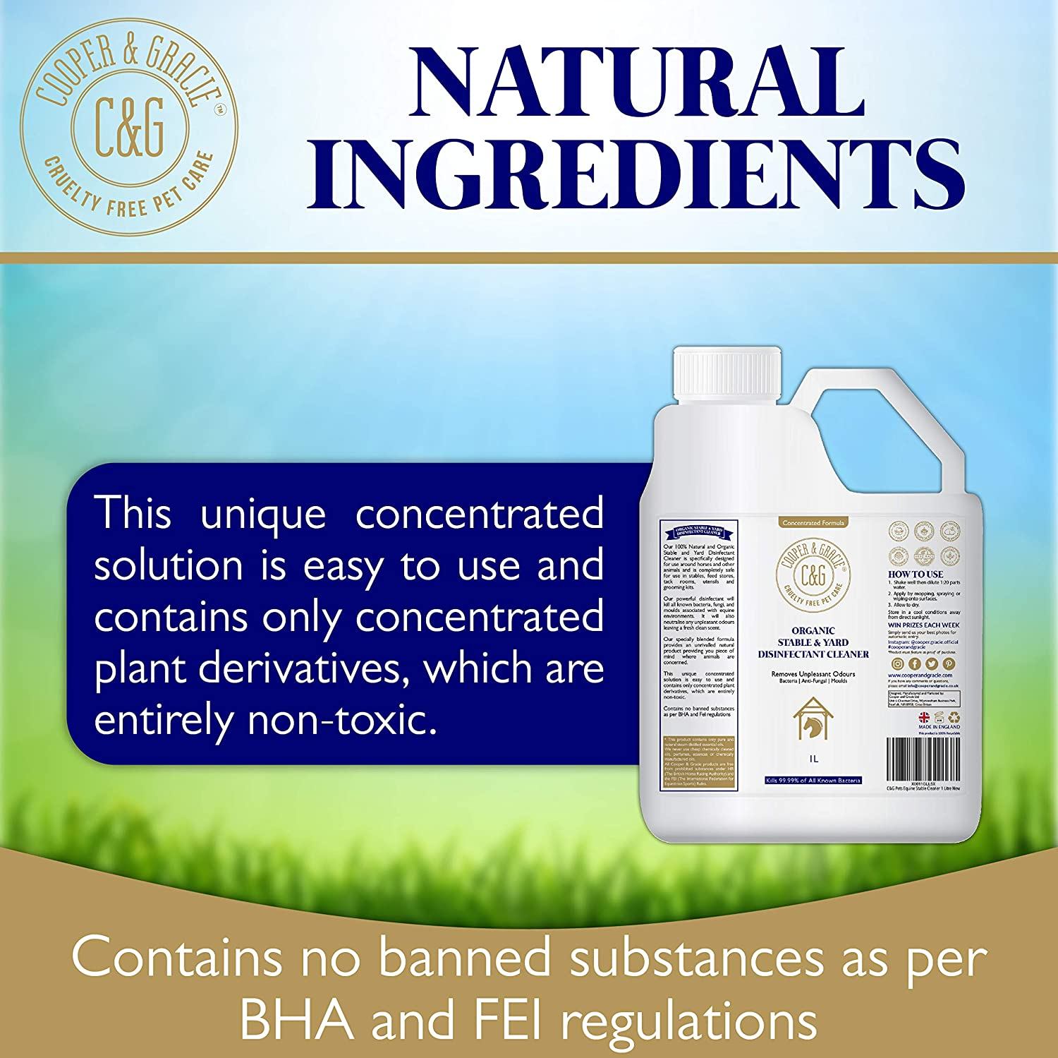 Organic Stable & Yard Cleaner 1 Litre With Plant Derivatives Safe Around Equine And Removes Unpleasant Odour (4606808129591)