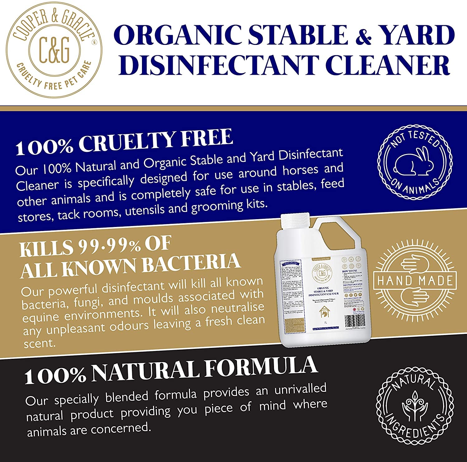 Organic Stable & Yard Cleaner 1 Litre With Plant Derivatives Safe Around Equine And Removes Unpleasant Odour (4606808129591)