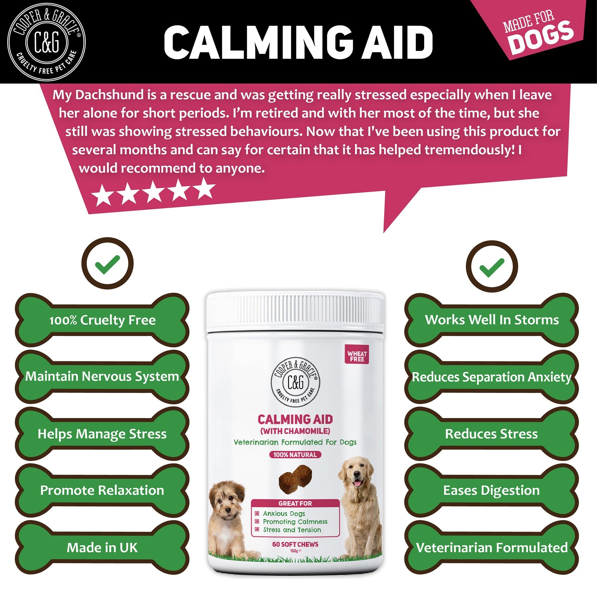 Calming Supplements for Dogs with Chamomile 60 Soft Chews (4597967913015)