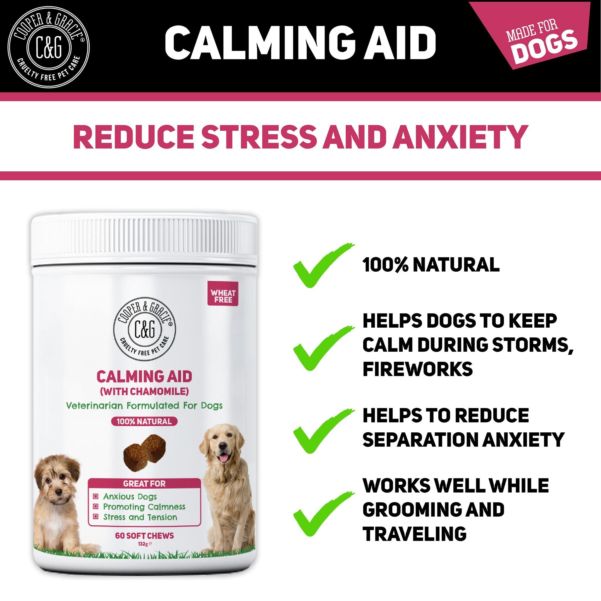 Calming Supplements for Dogs with Chamomile 60 Soft Chews (4597967913015)