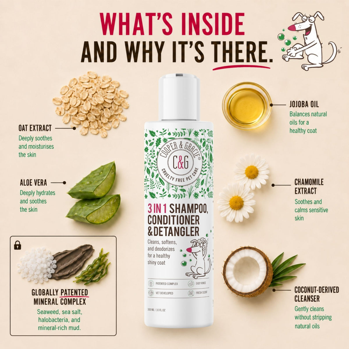 3 in 1 Shampoo, Conditioner & Detangler – 300ml