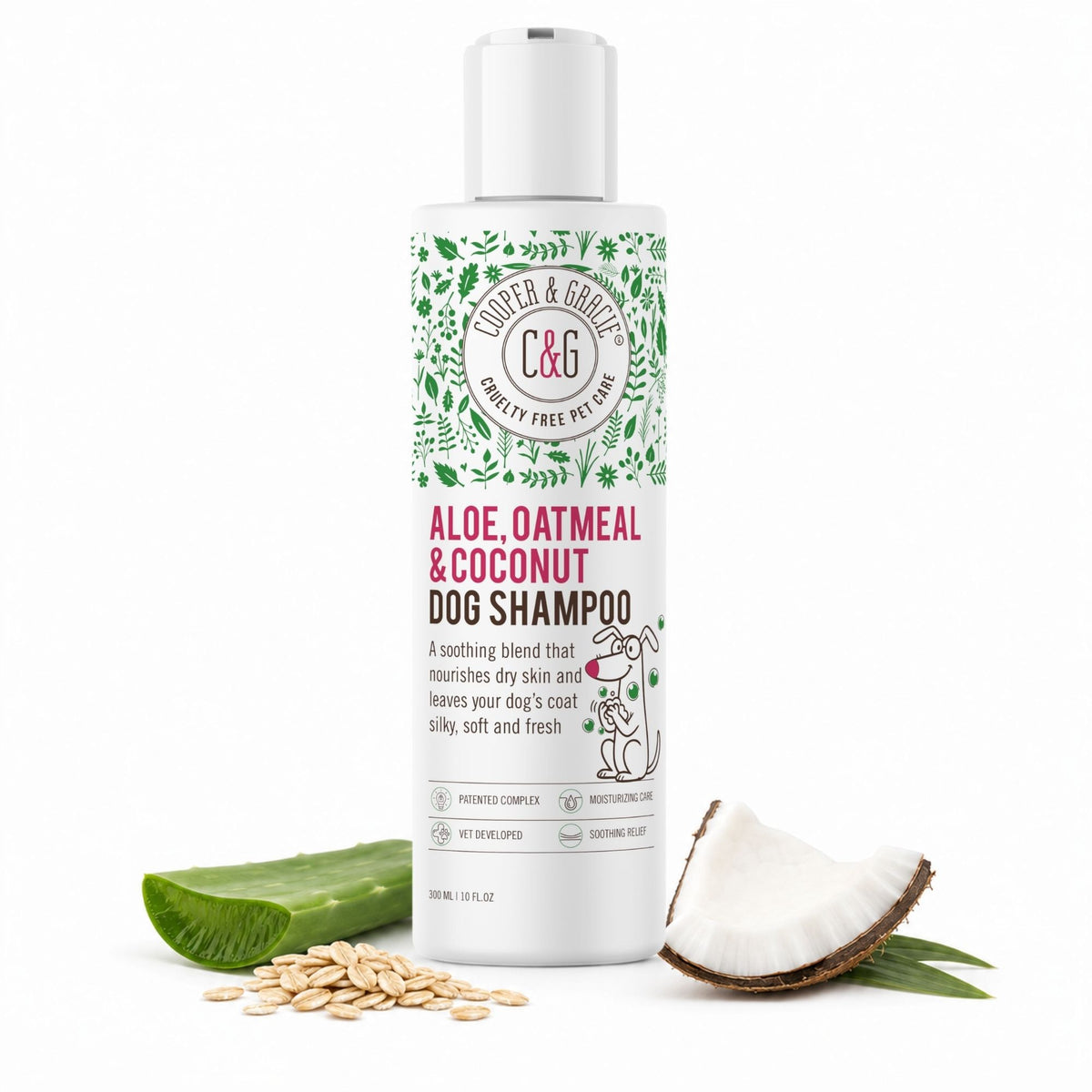 Oatmeal Dog Shampoo with Aloe Vera & Coconut – 300ml