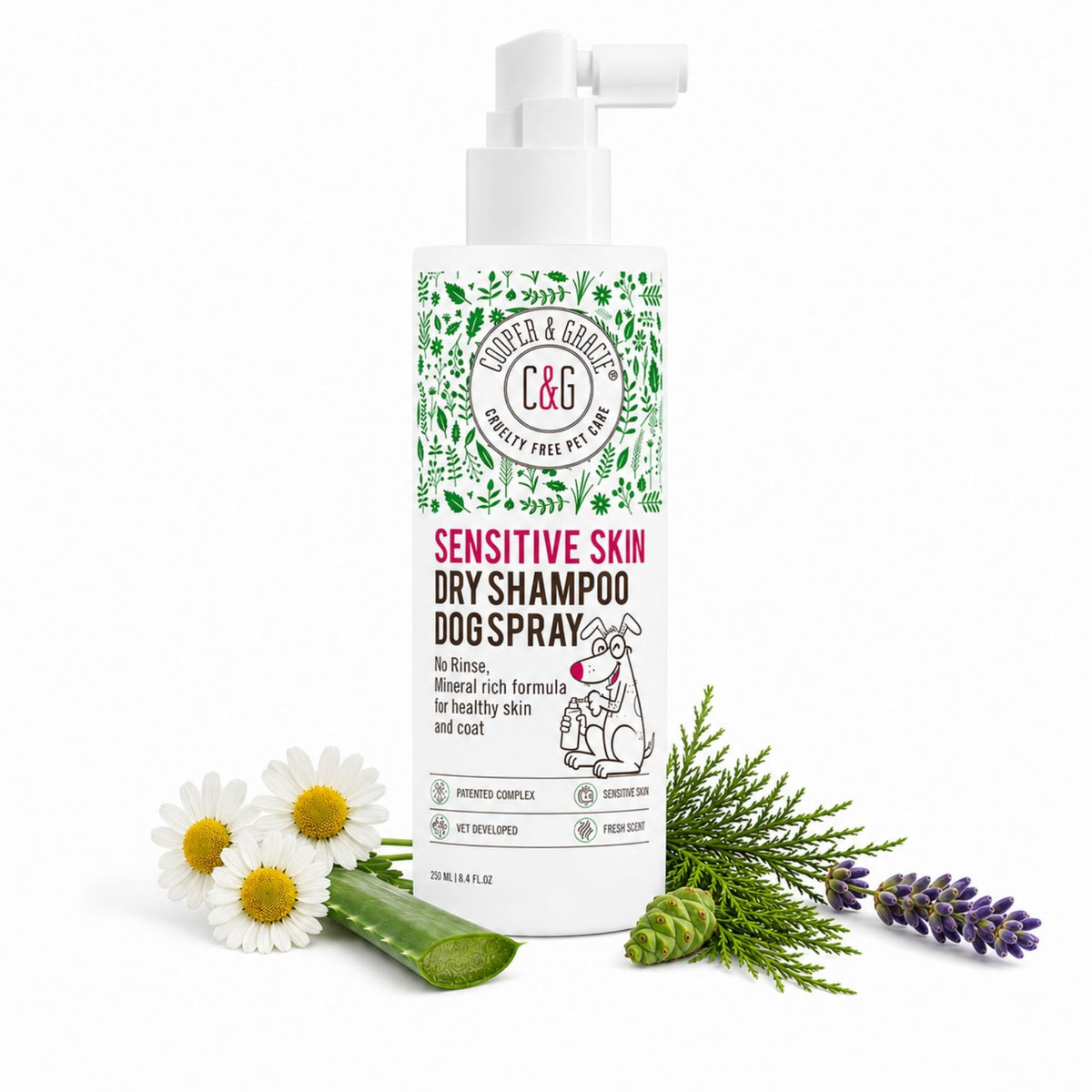 Sensitive Skin Dry Shampoo Dog Spray – 250ml