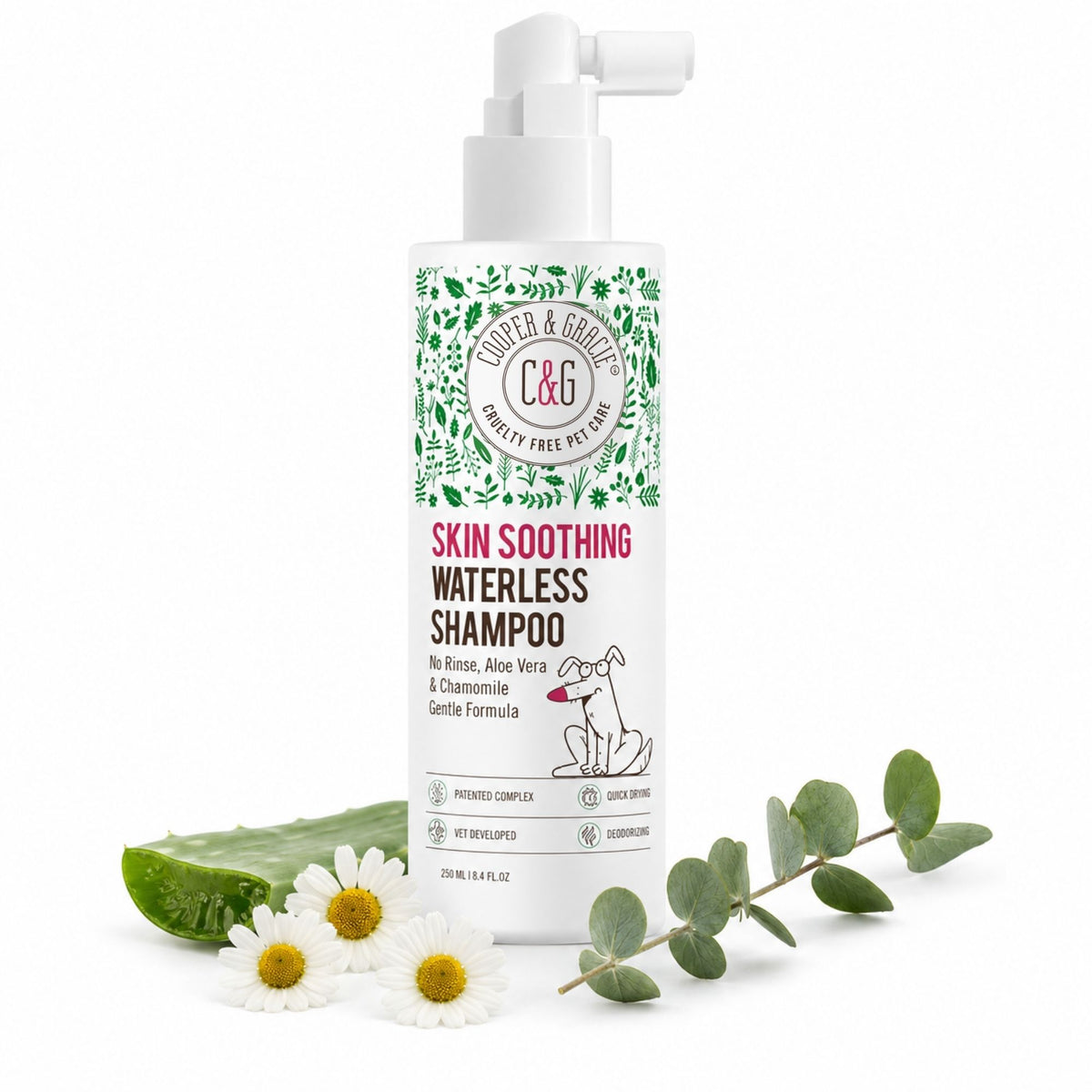 Skin Soothing Waterless Dog Shampoo Spray – 250ml